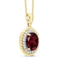 thumbnail image 3 of Gem Stone King 14K Yellow Gold Pendant 1.50 Ct Oval Red Rhodolite Garnet White Diamond, 3 of 5