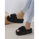 thumbnail image 2 of Women's Crossed Design Thick Bottom Plush Slippers With Soft Bottom, Indoor Shoes, 2 of 4