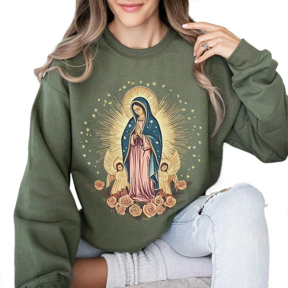 Our Lady of Guadalupe Sweatshirt – Virgin Mary Catholic Feast Day Pullover, Religious Church Wear, Christian Faith Apparel, Spiritual Gift for Men and Women
