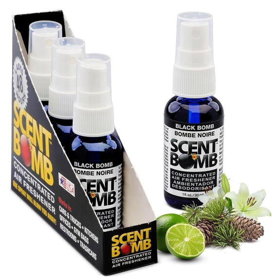 Scent Bomb Black Bomb Air Freshener Spray, Long Lasting Concentrated Fragrance for Cars, Trucks, Home & Office, 1 oz, 4 Pack