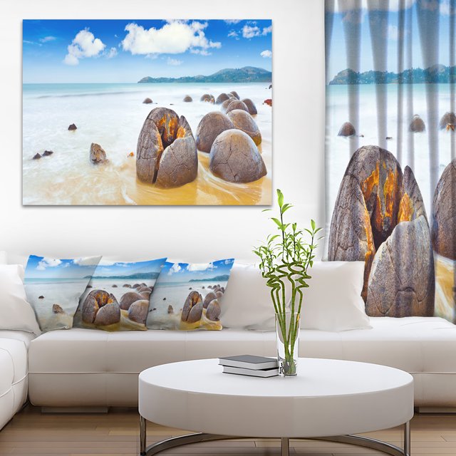 Rochers Moeraki de Midi - Impression d'Art Photo sur Toile du Bord de Mer