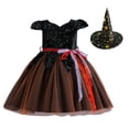 thumbnail image 1 of Kids Girls Witch Cosplay Costume Velvet Tutu Dress with Pointed Hat Halloween Theme Party Masquerade Sorceress Roleplay Outfits120 Gong Bohan LED, 1 of 2