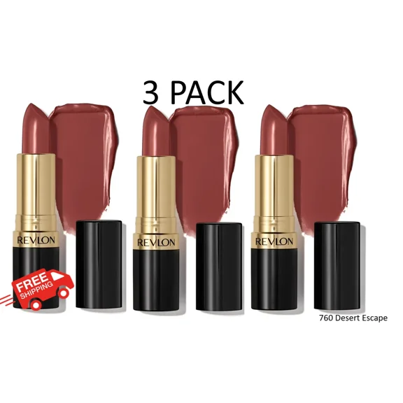 3 Pack, Revlon Super Lustrous Creme Lipstick, Creamy Formula, 760 Desert Escape, 0.15 oz