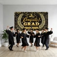 thumbnail image 6 of Class of 2026 Graduation Backdrop 6x3.6ft Black Gold Congrats Grad Banner for Photography Graduation Ceremony Party Decorations with Balloons Cake Table Banner Photo Booth Props, 6 of 6
