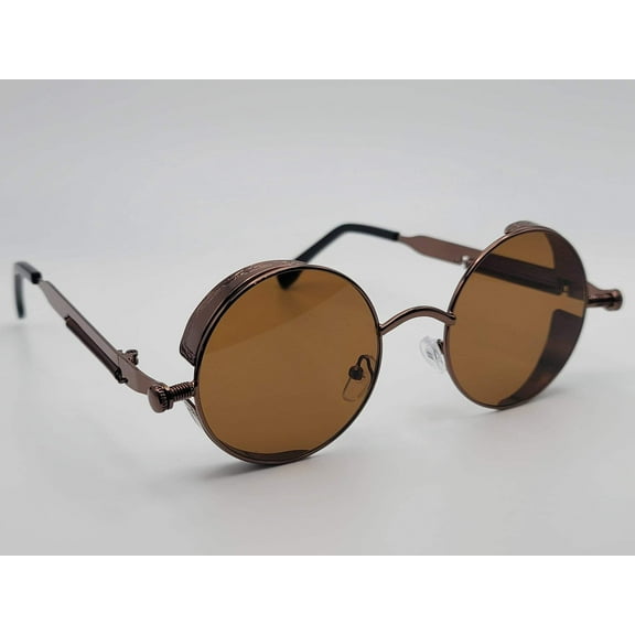Fashion Brown Circle Unisex Luxury Sunglasses Vintage Punk