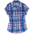 thumbnail image 1 of Aeropostale Camisa con botones a cuadros para mujer, Púrpura, X-Large Aeropostale Camisa con botones, 1 of 1