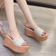 thumbnail image 4 of Amzcrzy Zapatos de mujer,Zapatos de mujer,Zapatillas de mujer, Sandalias de playa con suela gruesa y tacón alto para mujer, de una sola línea Sandalias Mujer Zapatillas De Casa, 4 of 5