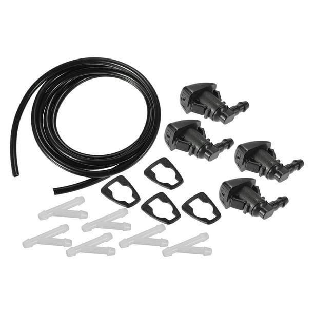 Boquilla de limpiaparabrisas para Jeep Grand Cherokee Durable No.68260443AA Boquilla de rociador de limpiaparabrisas Frente negro con manguera y conectores 1 juego