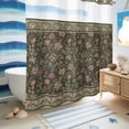 thumbnail image 5 of No Hook Shower Curtain, Sage Green Floral Shower Curtains for Bathroom with See Through Top Window, Ethnic Tribe Abstract Art Flowers Waterproof & Washable Bath Curtain Long 72"x78", 5 of 9