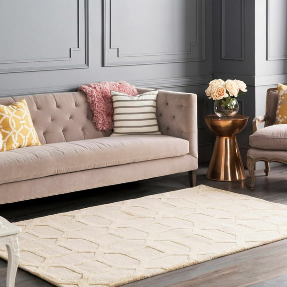 Hauteloom Dodgertown Wool Living Room, Bedroom Area Rug - Transitional - Beige - 2' x 3'