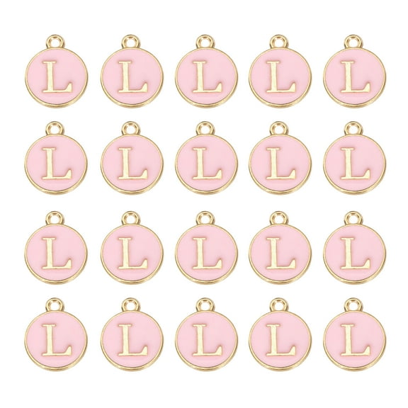 Uxcell 36pcs Pendants Letter Charm Initial Charm Alphabet L for DIY Necklace Bracelet Jewelry Making Gold & Pink