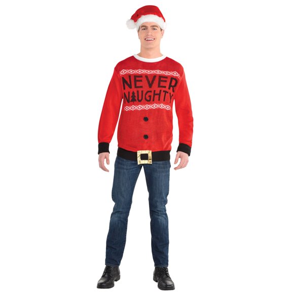 Christmas Ugly Sweater 'Never Naughty' (Large/Extra Large)