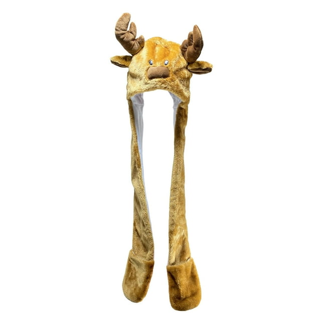 Sombrero de animal con guantes, accesorio para fotografía, gorro festivo con orejas y capucha para cosplay de Pascua Alce