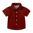 thumbnail image 2 of Favoffer Summer Unisex Kids Multicolor Star Sparkle Pocketed Top Button-Up Spread Collar Short Sleeve Stylish T-Shirt Casual Travel Camping Home 2-15Y, 2 of 7