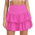 thumbnail image 5 of Women High Waist Skirts Ruffle Double Layered Skirts Trendy Pleated Dress Ruched Fairy Skirt, 5 of 5