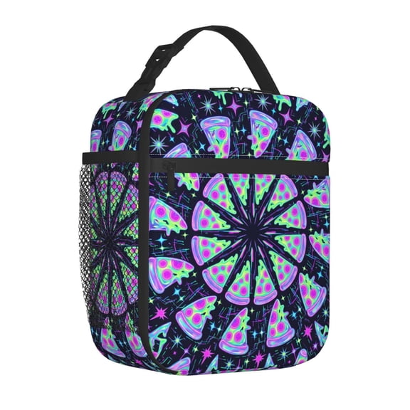 Pizza Lunch Bag Reusable Insulated Lunch Box Waterproof Small Cute Lunch Tote Bag For Office Picnic Work Travel