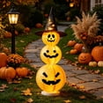 thumbnail image 5 of Halloween Light-Up Pumpkin Tower, Stacked Decor, Spooky Glowing Outdoor Decoration, Vintage Whimsical Porch Display, Fall Home Garden Party (1pc), 5 of 8