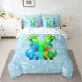 thumbnail image 2 of Feelyou Initial Y Letter Bedding Comforter Set 7 Pieces, Kawaii Dinosaur Full Bedding Set, Teen Boy Girl Kid Reversible Fitted Sheet Flat Sheet, Super Cozy Room Decor, 2 of 7
