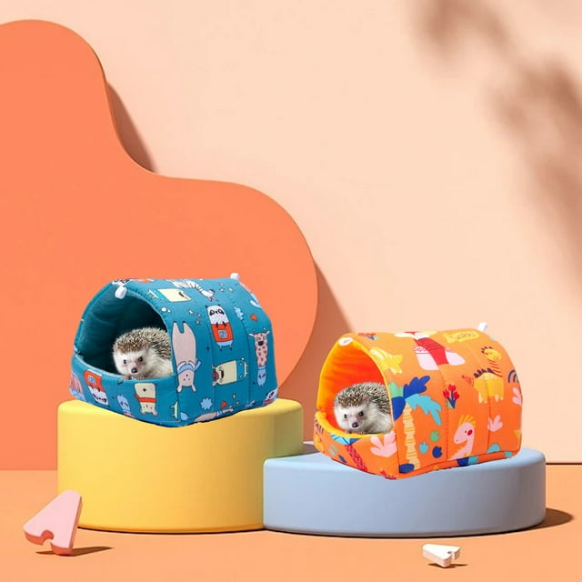CBFFDC Lit Confortable pour Animaux de Compagnie, Maison Colorée avec Motif de Dessin Animé pour Hamster, Lit Lavable pour Cochon d'Inde, Cachette pour Petits Animaux pour Automne Hiver