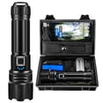 thumbnail image 1 of Linterna LED recargable, linterna LED recargable de alta potencia XHP70.2 de 100000 lúmenes, linterna táctica militar potente USB, linternas portátiles de 5 modos a prueba de agua IPX67., 1 of 5