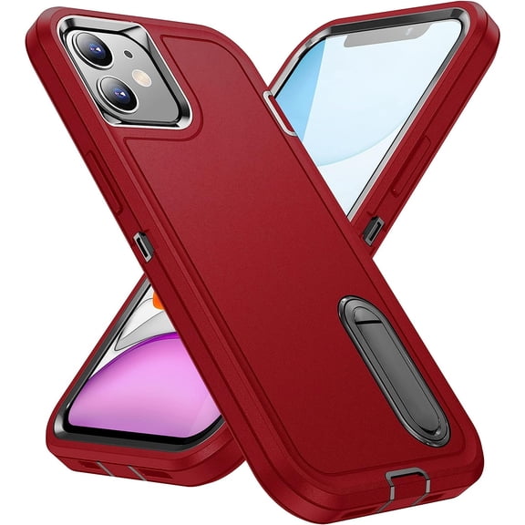 Military Grade TUFF Hybrid Armor Case with Kickstand for iPhone 11 - Red