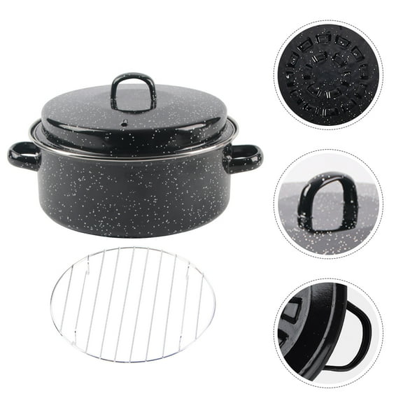 Ceramic Enameled Roasting Pan for Home Cooking, Nonstick Oven Pot, 1 Pack