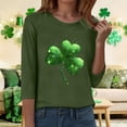 thumbnail image 5 of felwors St Patty's Day Shirt Women 2025 Casual Plus Size 3/4 Sleeve Irish Clover Shirts Funny Saint Patrick's Tunic Tops (Dark Green, M), 5 of 7