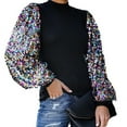 thumbnail image 3 of Women Casual Sequins T Shirt Blouse Ladies Long Sleeve Loose Tee Tops Pullover, 3 of 7