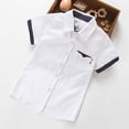 thumbnail image 2 of XUELUO Toddler Boys Athletic Shirts Summer Solid Color Lapel Button Down Short Sleeve Loose Casual Tops T Shirts Sportwear,White,9-10 Years, 2 of 4