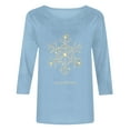 thumbnail image 4 of Womens Christmas Shirts 3/4 Sleeve Rhinestones Wine Glass Printed Xmas Holiday Tops Loose Casual Festive Tees (XL, Light Blue A), 4 of 6