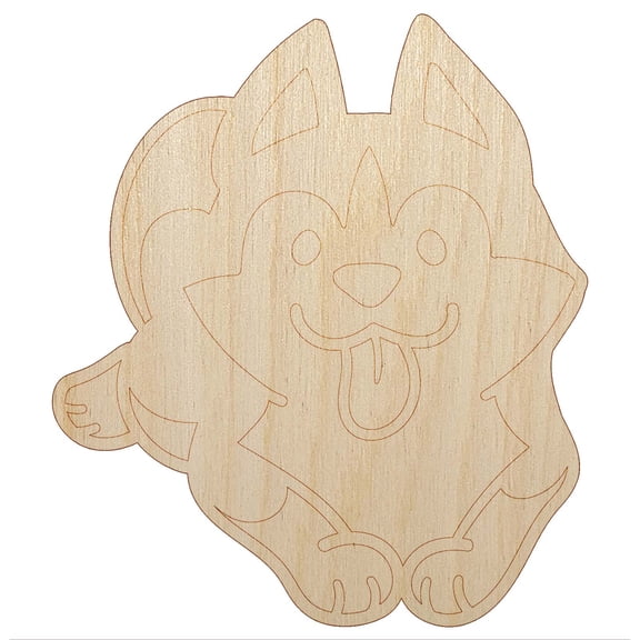 Siberian Husky Laying Down Dog Wood Shape Unfinished Piece Cutout Craft DIY Projects - 4.70 Inch Size - 1/8 Inch Thick