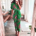 thumbnail image 1 of Elegant Women Dresses 2023 Summer Fashion Printed Short Sleeve Shirt Dress Vintage Waist Tie-up Button Bandage Long Dress RobeS Gao Jinjia LED, 1 of 2