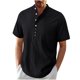 thumbnail image 1 of Mens Casual Manga Corta Botón Abajo Camisas, Verano Color Sólido, Cuello de Soporte Bolsillo Camisa Turndown, 1 of 8