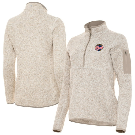 Women's Antigua Oatmeal Indiana Fever Fortune Half-Zip Pullover Jacket