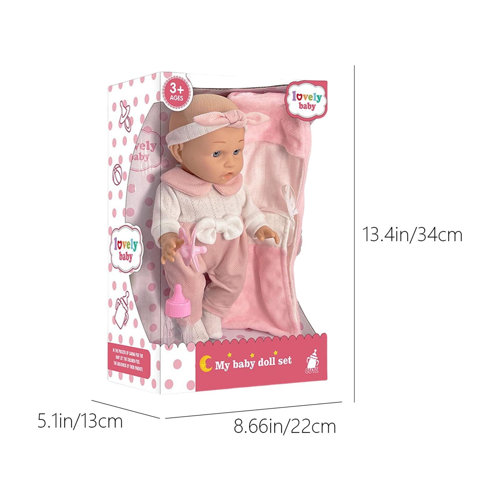 Twfbrm 12 Inch Baby Dolls Set with Clothes Bottle and Pacifier,Newborn Reborn Baby Doll with Soft Sleep Bassinet Bed Crib Pillow Blanket Pacifier Feeding Bottles Toys for Toddlers Age 3+