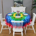 thumbnail image 2 of Colorful Tie Dye Circle Pattern Round Tablecloth 60"x60",Wrinkle Wipeable Table Cloth for Kitchen Dining Room Picnic Patio Party, 2 of 6