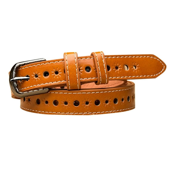 Prolriy Belts for Women Fashion Ladies Men Leather Belts Jeans Belt Hollow Lesisure Belts Womens Belt Khaki One Size