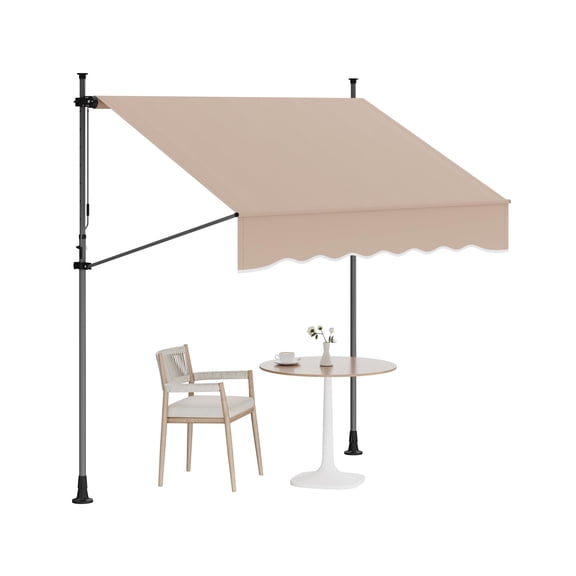 Manual Retractable Awning, 118 in Patio Awning Exterior Outdoor Sunshade Shelter, Angle & Height Adjustable Sunsetter Retractable Awning UV Protection for Any Window or Door