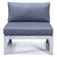 thumbnail image 6 of LeisureMod Chelsea 6-Piece Outdoor Patio Sectional Weathered Grey Aluminum With Blue Cushions, 6 of 14