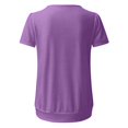 thumbnail image 4 of Tshirt Women Women's Round Neck Solid Color Pleated Short Sleeved Casual T-shirt, 4 of 5