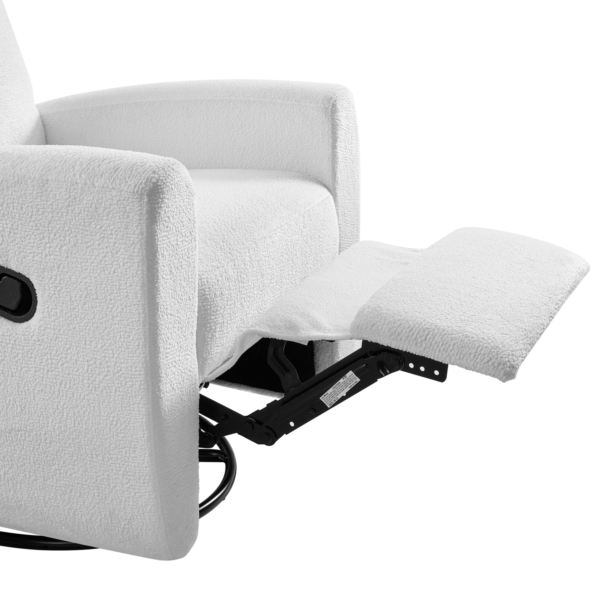 Oxford Baby Synergy Upholstered Glider Recliner Rocking Chair, Green Guard Gold Certified, 360° Swivel For Nursery And Living Room - Plush White