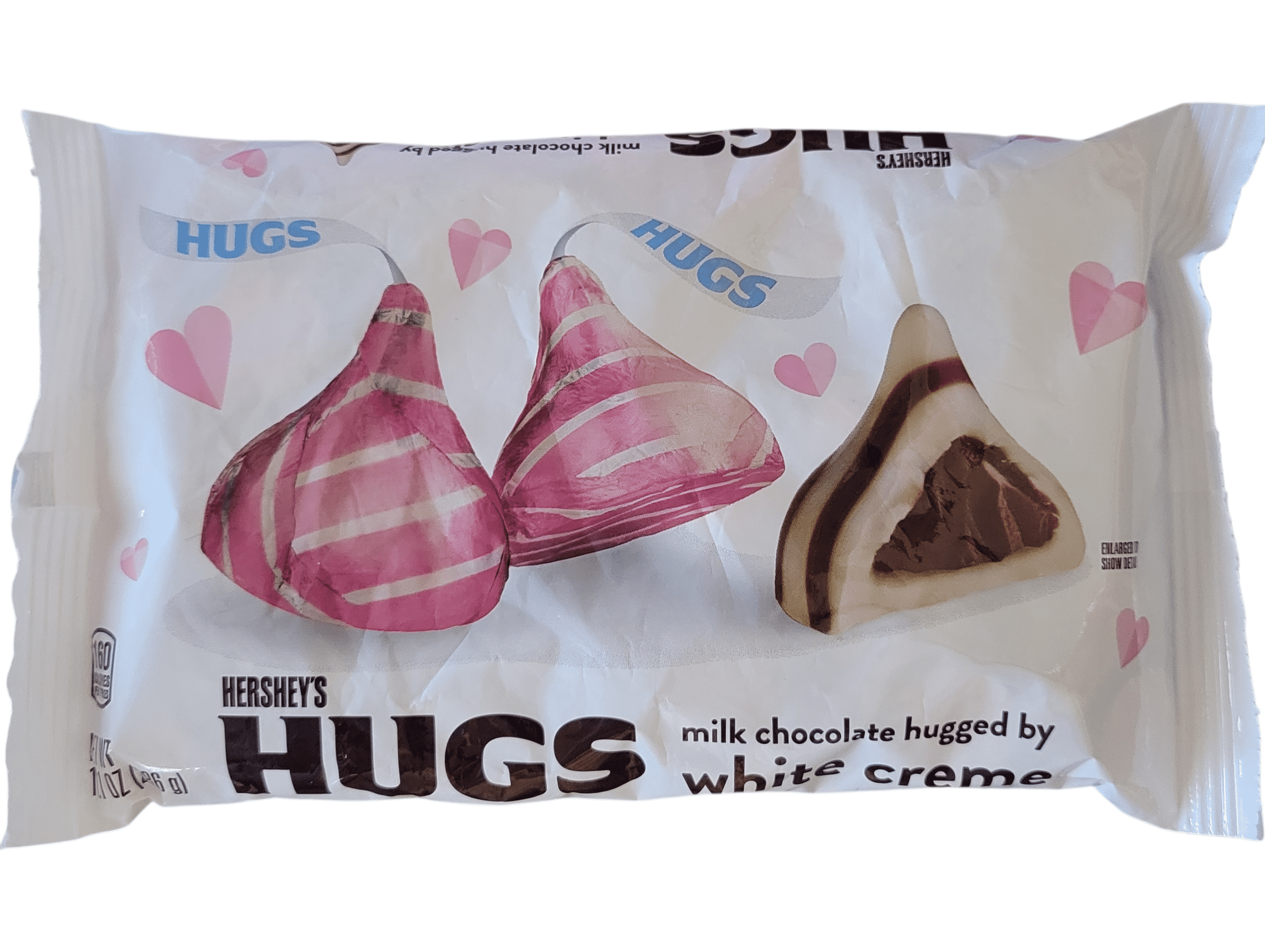 Valentine's Hershey's Hugs Milk Chocolate Hugged BY White Crème 10.1 oz Bag - Pack of 2