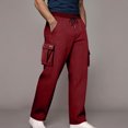 thumbnail image 2 of NIEWTR Cargo Pants for Men,Relaxed Fit Mens Pants,Elastic Waist Multiple Pockets Trousers Fall Winter Pants (Red,XXL), 2 of 5