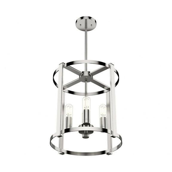 19002-Hunter Fans-Astwood 4-Light Lantern Chandelier in Caged Style-16 Inches Wide by 25.5 Inches High-Polished Nickel Finish