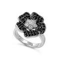 thumbnail image 1 of Black Flower Cubic Zirconia Ring Sterling Silver 925 Size 8, 1 of 2