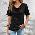 thumbnail image 2 of Womens Tops Fashion Short Sleeved Shirt Print Casual Elegance Tunic Black Loose Fit Basic Blouse L, 2 of 4