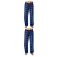 thumbnail image 4 of Jumpingount Pantalón largo de poliéster para mujer, informal, Flexible, a cuadros, para el hogar, suelto, para niñas, para dormir, azul oscuro, Azul oscuro METRO 2piezas, 4 of 6