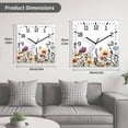 thumbnail image 5 of Spring Floral Wooden Wall Clock Silent Non Ticking, Colorful Botanical Summer Blooming Square Wall Clocks Battery Operated, Decor Clock for Home Office, Living Room, Kitchen, 10 Inch, 5 of 9