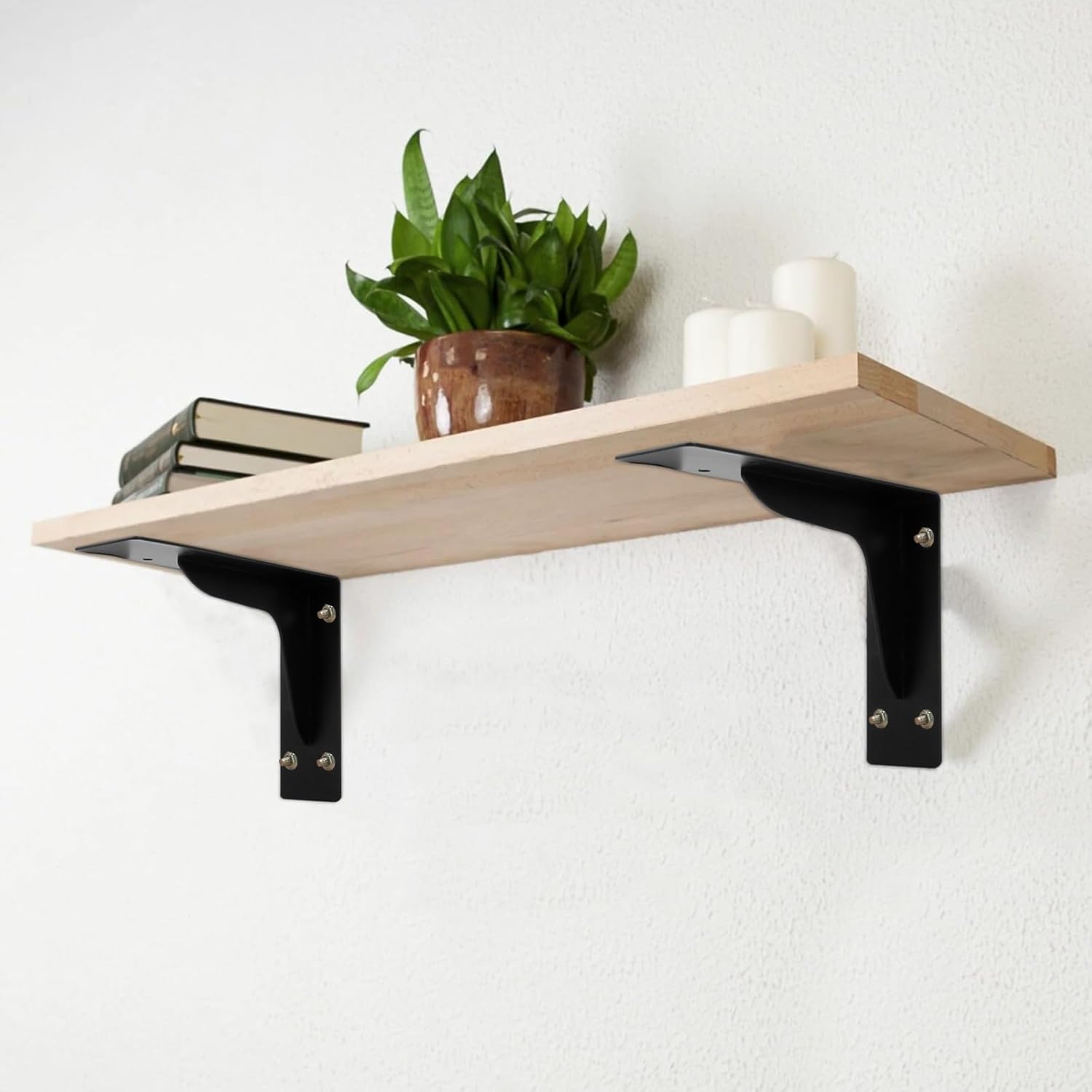 Banral Heavy Duty Shelving Brackets for Floating Shelves,L Bracket Wall Mounted Support for DIY with Beam,300 lbs,Included Mounting Hardware