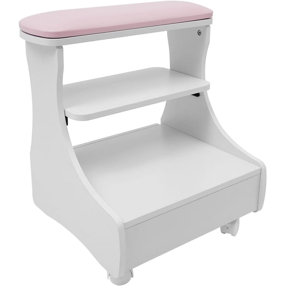 Pedicure Foot Rest Cart, Pedicure Cart with Drawer&Pull Out Shelf Salon Nail Foot Bath Spa Manicure Salon Funiture Massage Table Salon Supplies (Pink)